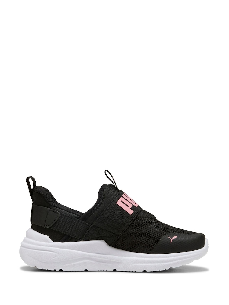 Puma Black/Pink Girls Junior Softride Wired 2 Sliptech Trainers - Image 2 of 6 Puma Black/Pink Girls Junior Softride Wired 2 Sliptech Trainers - Image 2 of 6
