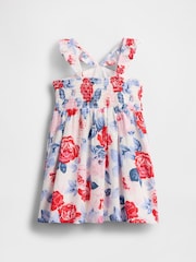 Gap White/Red Floral Linen-Cotton Flutter V-Neck Dress (6mths-5yrs) - Image 3 of 3
