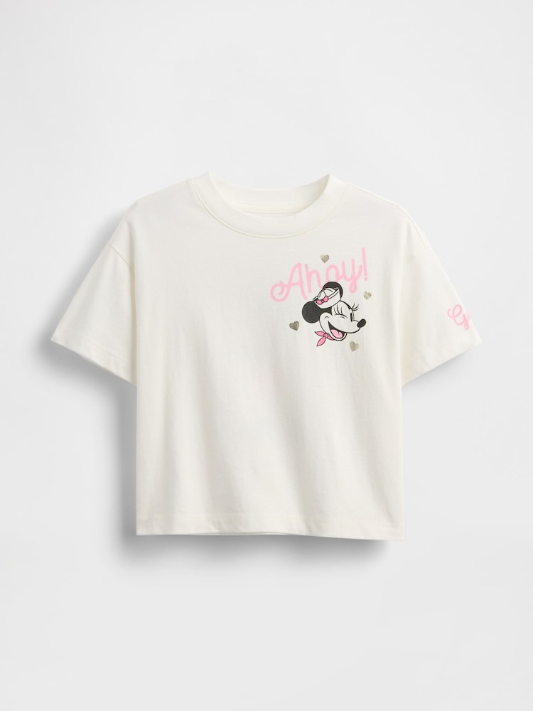 Gap White Minnie Mouse Disney Relaxed Graphic Short Sleeve T-Shirt (6mths-5yrs) - Image 1 of 2
