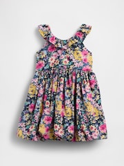 Gap Floral Black Ruffle-Neck Bubble Dress (6mths-5yrs) - Image 2 of 3