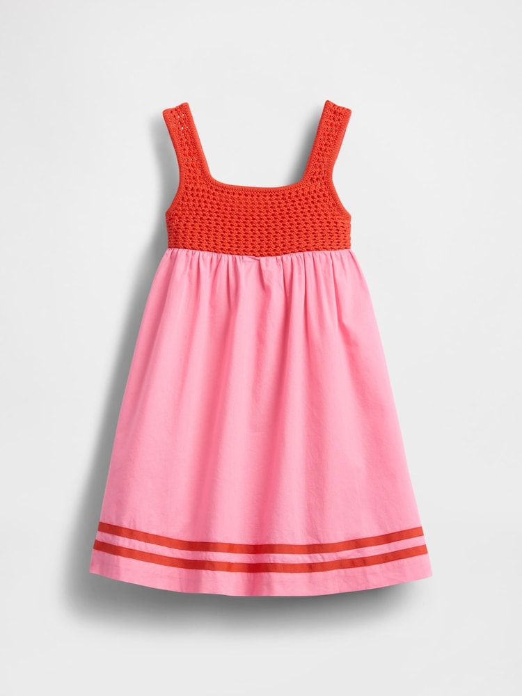 Gap Pink/Red Crochet-Yoke Dress (6mths-5yrs) - Image 2 of 3