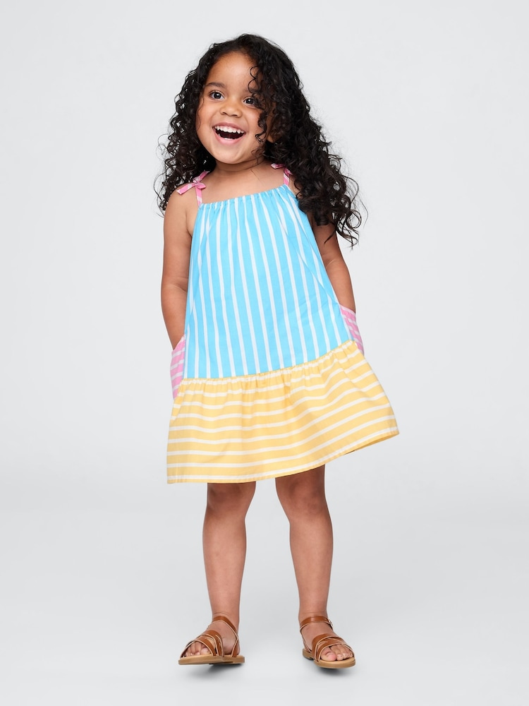 Gap Blue/Orange Stripe Poplin Mixed Stripe Dress(6mths-5yrs) - Image 1 of 3
