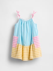 Gap Blue/Orange Stripe Poplin Mixed Stripe Dress(6mths-5yrs) - Image 2 of 3