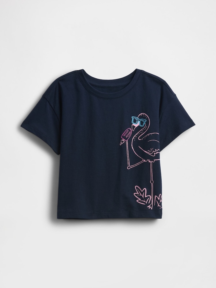 Gap Navy Blue Flamingo Relaxed Graphic Short Sleeve T-Shirt (6mths-5yrs) - Image 1 of 2