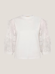 Monsoon Natural Fi Floral Print Sheer-Sleeve Top - Image 5 of 5