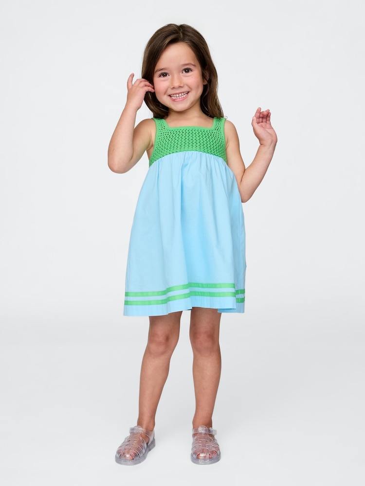 Gap Blue/Green Crochet-Yoke Dress (6mths-5yrs) - Image 1 of 3