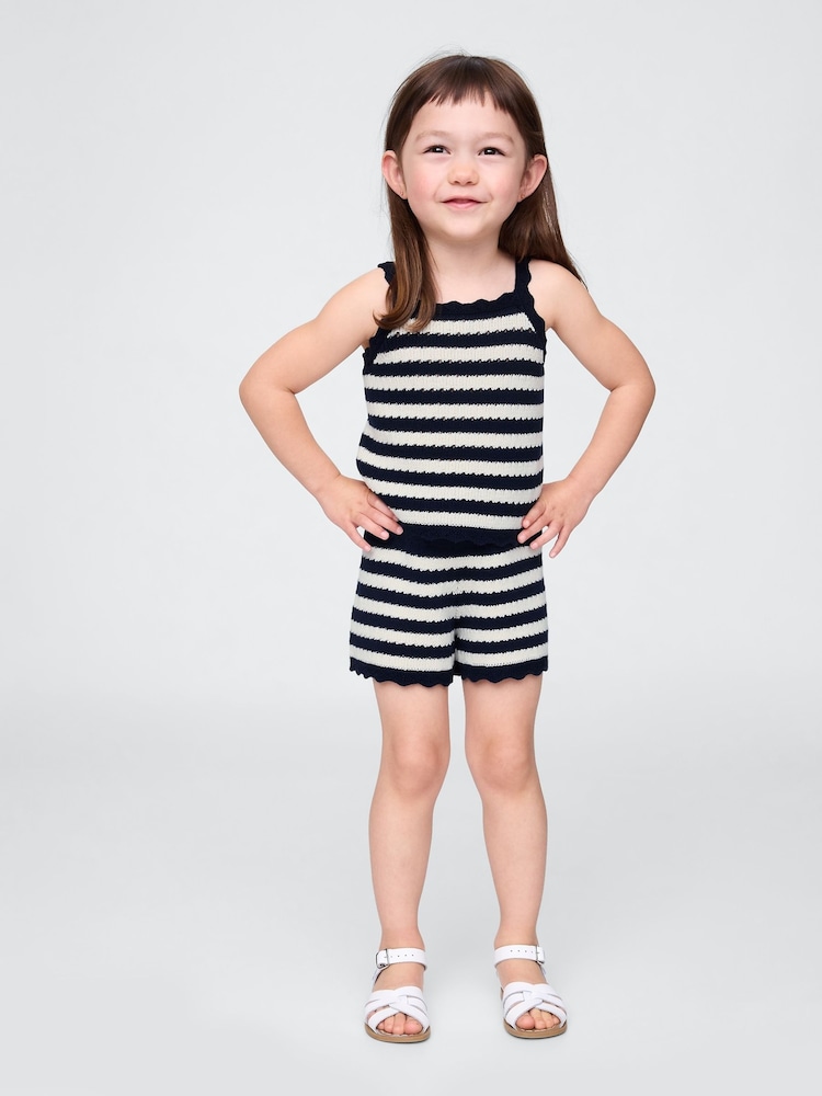 Gap Navy/White Stripe Crochet Pull On Shorts (6mths-5yrs) - Image 1 of 3