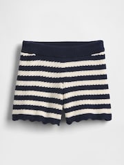 Gap Navy/White Stripe Crochet Pull On Shorts (6mths-5yrs) - Image 2 of 3