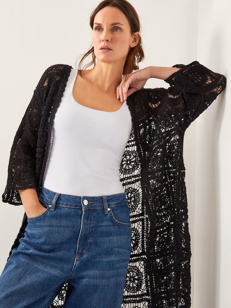 Monsoon Black Cara Crochet Beach Cover-Up - Image 2 of 5 Monsoon Black Cara Crochet Beach Cover-Up - Image 2 of 5