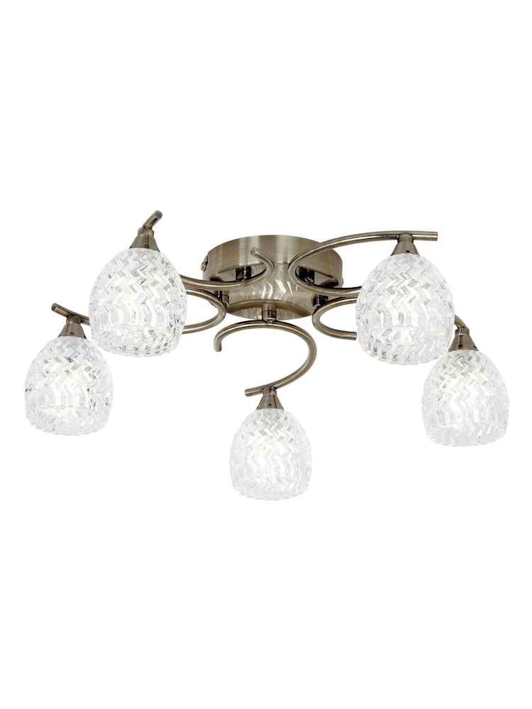 Gallery Home Antique Brass Bowen 5 Ceiling Lamp - Image 1 of 1 Gallery Home Antique Brass Bowen 5 Ceiling Lamp - Image 1 of 1