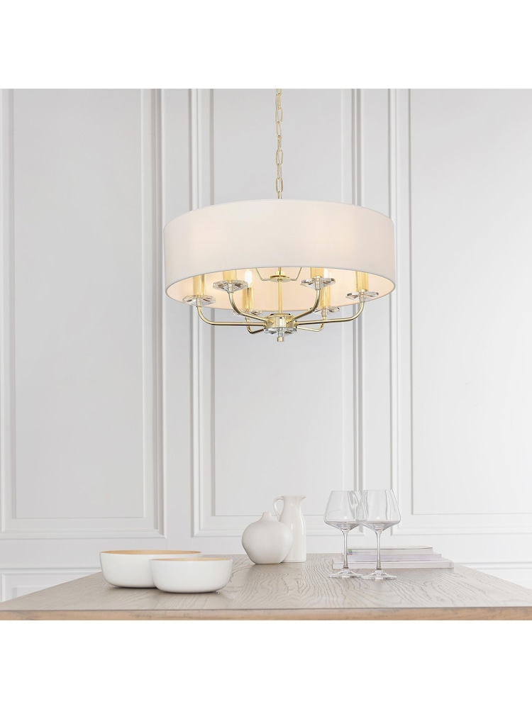 Gallery Home Brushed Brass Nixon 6 Pendant Light - Image 1 of 8