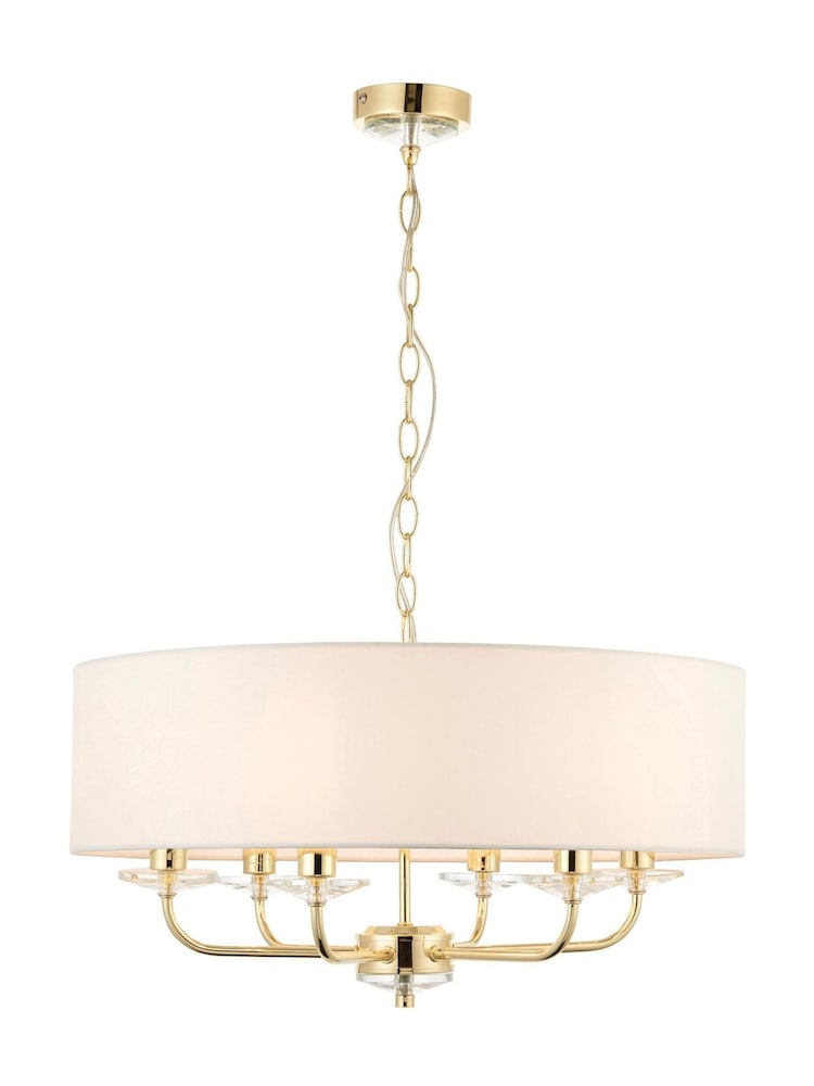 Gallery Home Brushed Brass Nixon 6 Pendant Light - Image 8 of 8