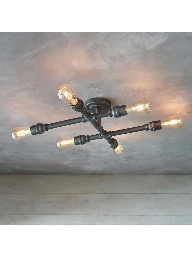 Gallery Home Silver Pipeline Ceiling Lamp - Image 1 of 7