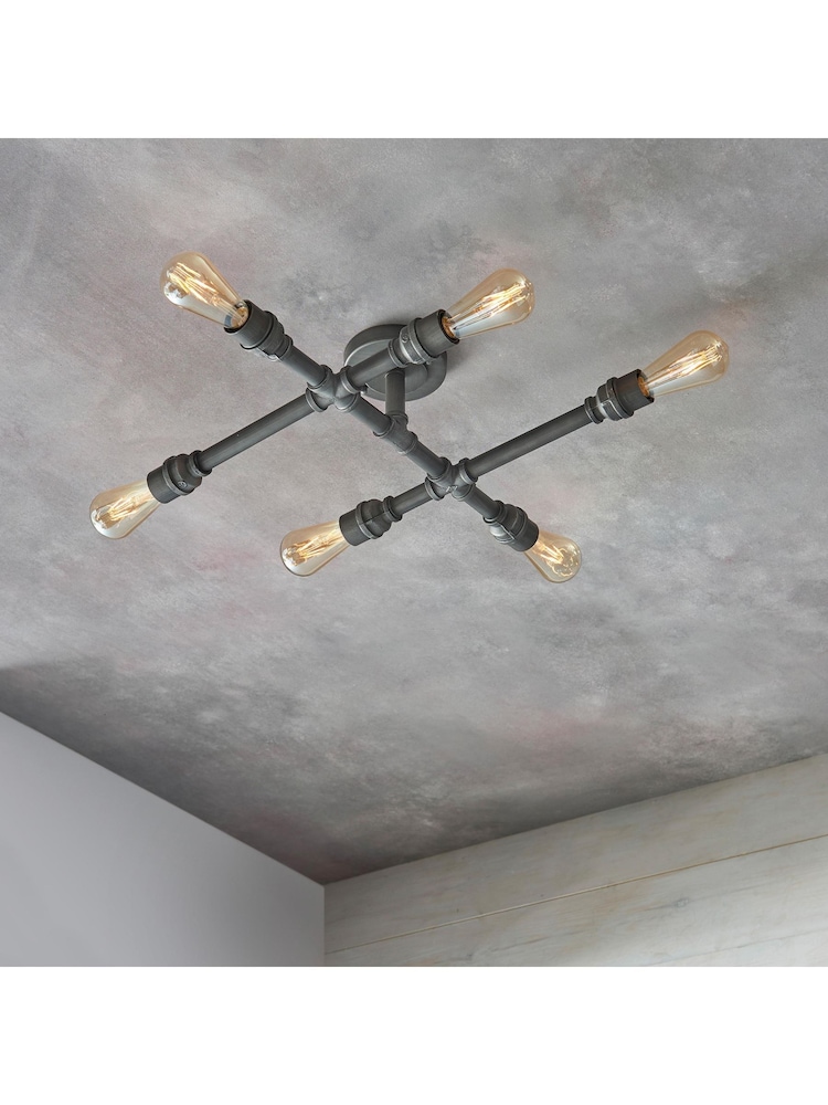 Gallery Home Silver Pipeline Ceiling Lamp - Image 2 of 7
