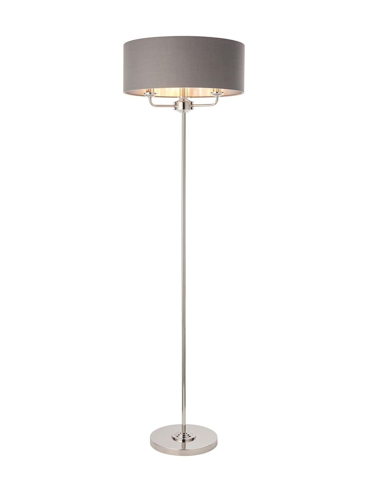 Gallery Home Charcoal Grey Harrington 3 Nickel Floor Light - Image 8 of 8 Gallery Home Charcoal Grey Harrington 3 Nickel Floor Light - Image 8 of 8
