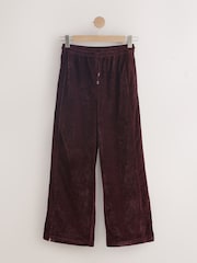 Burgundy Red Chenille Wide Leg Trousers - Image 6 of 9