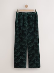 Green Velvet Embossed Wide Leg Trousers - Image 7 of 9