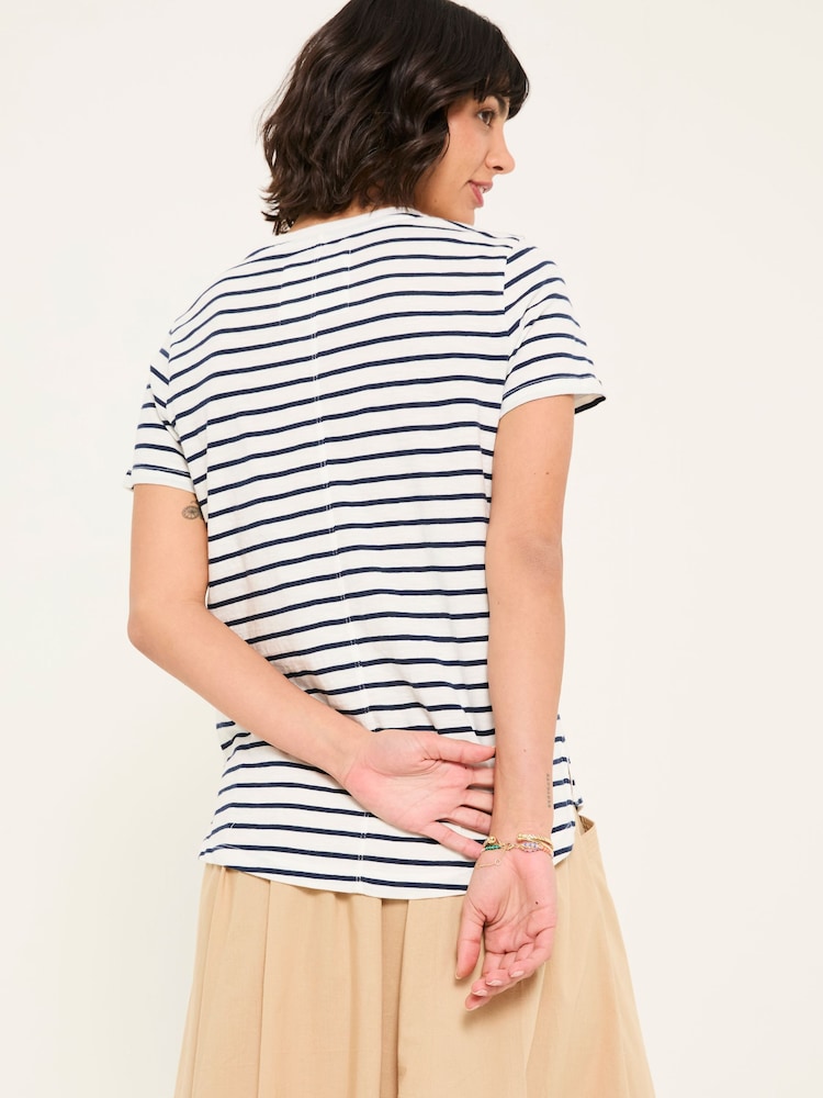 FatFace Natalie Ivory/Navy 2 Pack Stripe T Shirt - Image 3 of 10