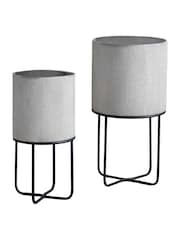 Gallery Home Set of 2 White Ellis Metal Planter - Image 3 of 3