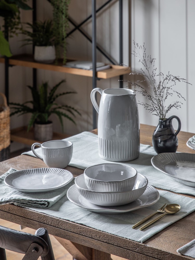 Gallery Home 4 Pack Cream Earthy Ridged Dinner Plates - Image 2 of 3