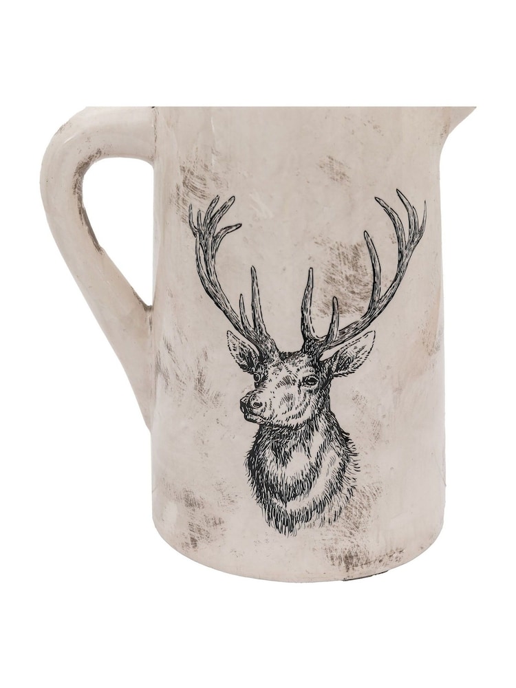 Gallery Home White Buck Pitcher Medium Distressed Vase - Image 6 of 6