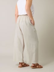 Evans Natural Wide Leg Trousers Containing Linen - Image 4 of 6