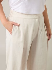 Evans Natural Wide Leg Trousers Containing Linen - Image 5 of 6