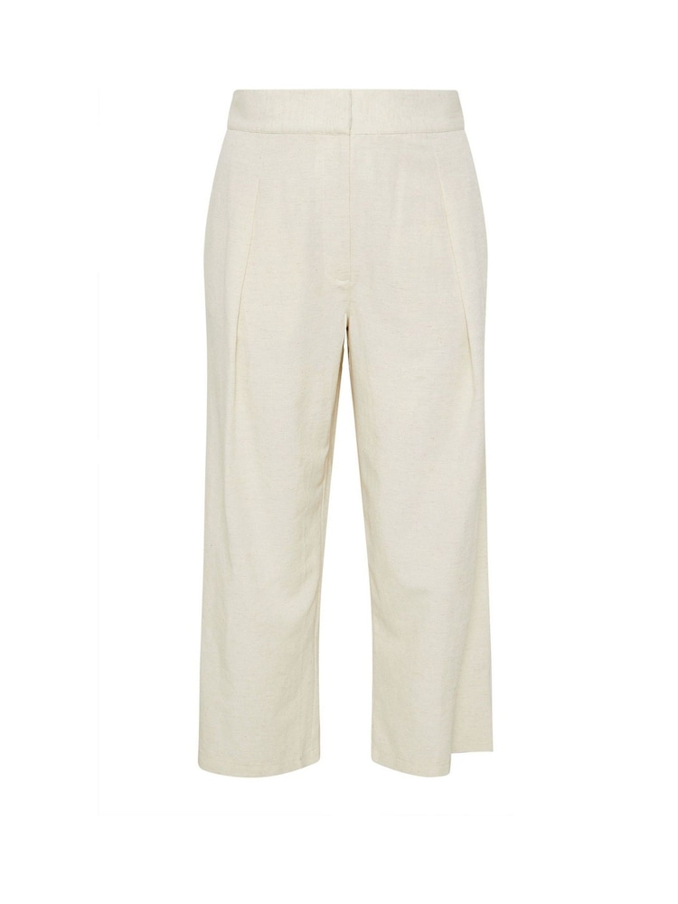 Evans Natural Wide Leg Trousers Containing Linen - Image 6 of 6