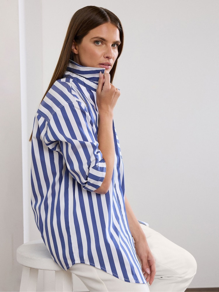 Star by Julien MacDonald Blue Stripe Stretch Shirt - Image 4 of 6