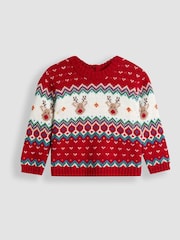 JoJo Maman Bébé Red Reindeer 2-Piece Christmas Fair Isle Jumper & Leggings Set - Image 2 of 6