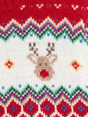 JoJo Maman Bébé Red Reindeer 2-Piece Christmas Fair Isle Jumper & Leggings Set - Image 3 of 6