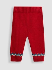 JoJo Maman Bébé Red Reindeer 2-Piece Christmas Fair Isle Jumper & Leggings Set - Image 5 of 6