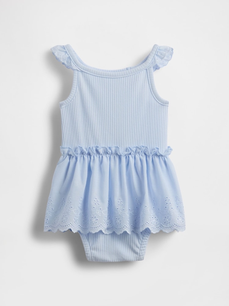 Gap Blue Eyelet Ribbed Knit Dress (Newborn-24mths) - Image 1 of 3