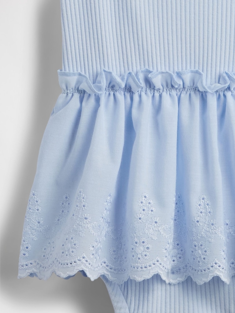 Gap Blue Eyelet Ribbed Knit Dress (Newborn-24mths) - Image 3 of 3