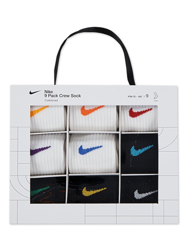 Nike White Little Kids Holiday 9 Pack Boxed Crew Socks - Image 3 of 3