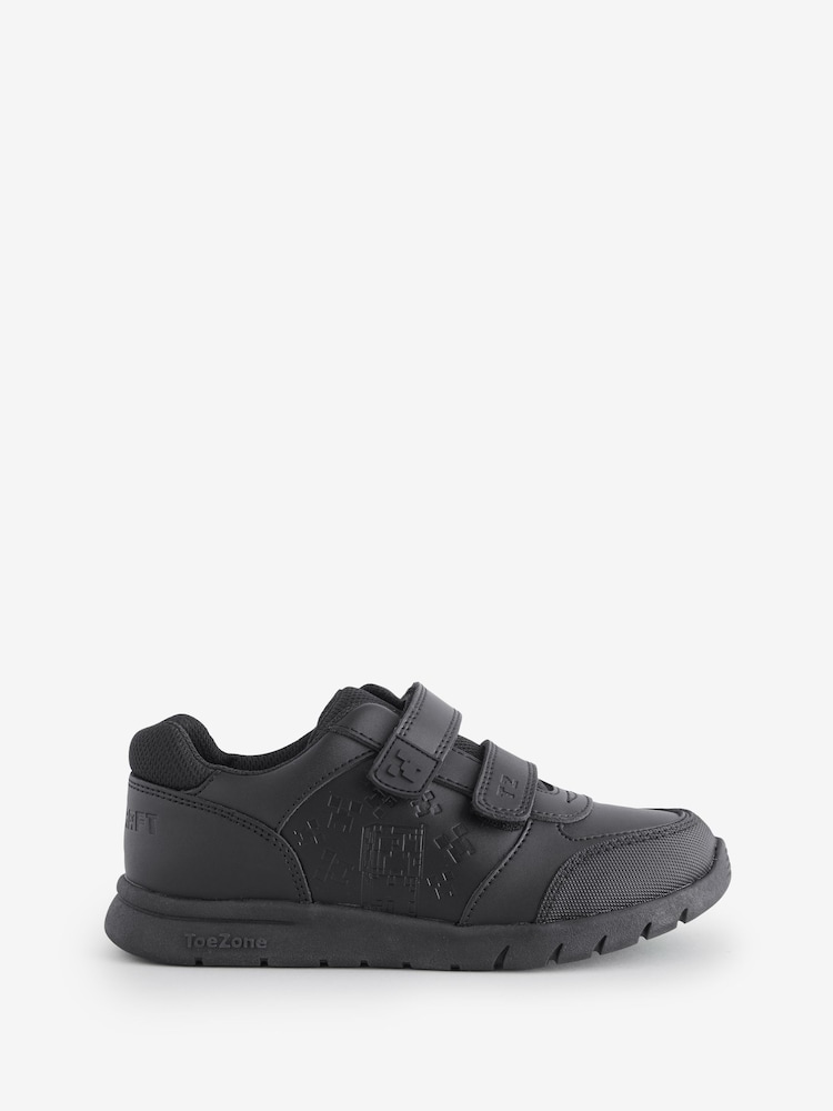ToeZone Boys Minecraft Rip Tape School Black Shoes - Image 1 of 10