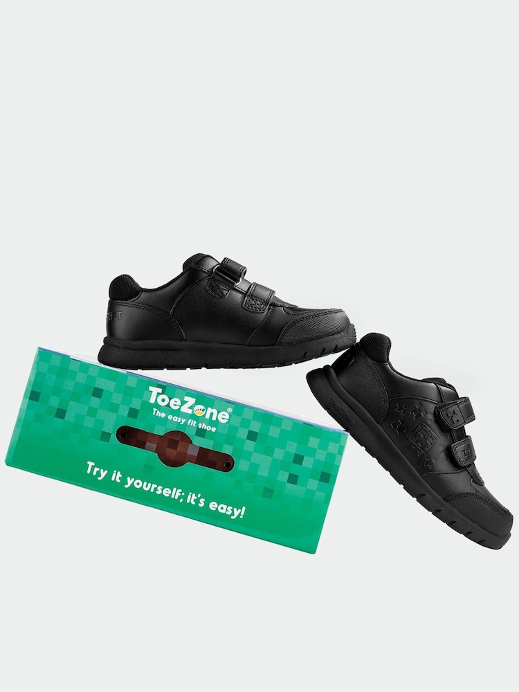 ToeZone Boys Minecraft Rip Tape School Black Shoes - Image 3 of 10