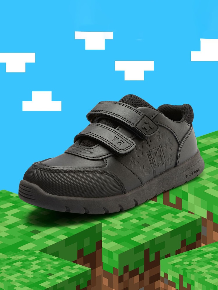 ToeZone Boys Minecraft Rip Tape School Black Shoes - Image 5 of 10