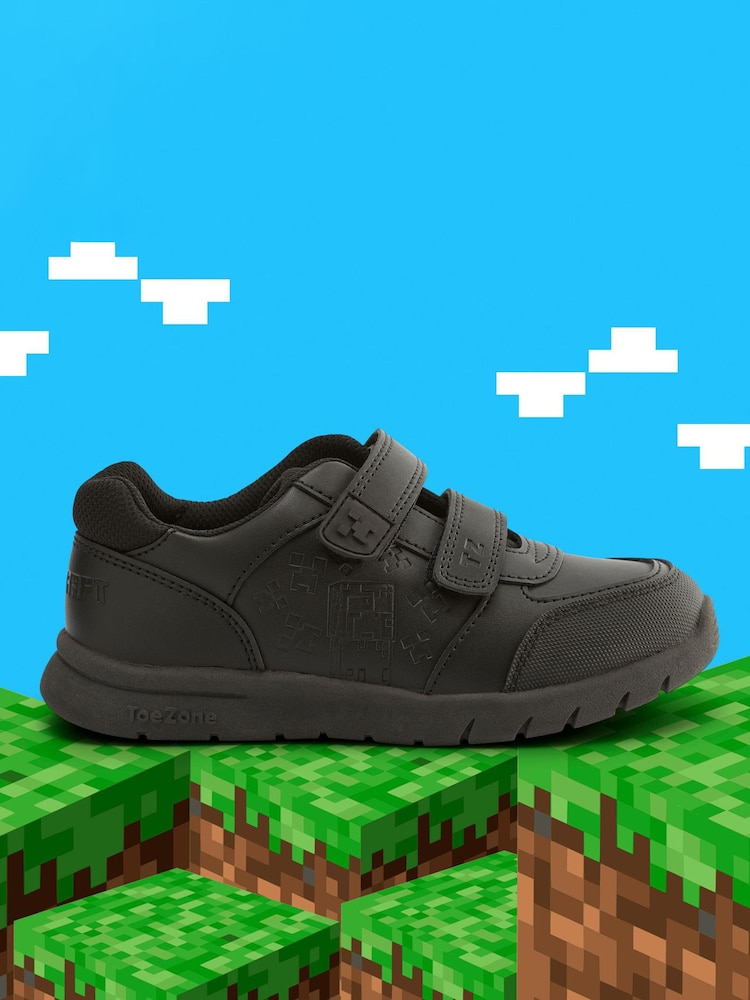 ToeZone Boys Minecraft Rip Tape School Black Shoes - Image 6 of 10