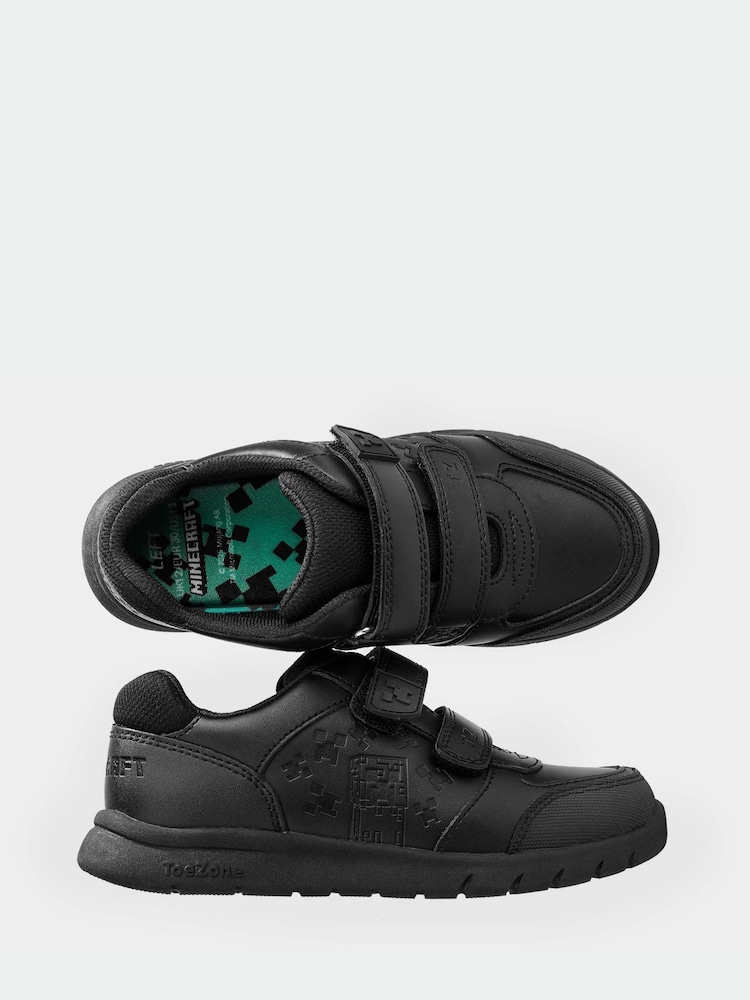 ToeZone Boys Minecraft Rip Tape School Black Shoes - Image 7 of 10