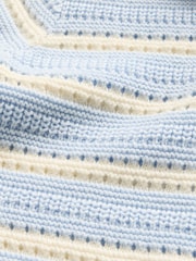 Gap Baby Blue/White Stripe Brannan Bear Baby Polo Jumper Shorty Rompersuit (Newborn-24mths) - Image 3 of 3