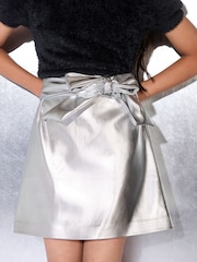 Lipsy Silver PU Bow Skirt (9-16yrs) - Image 4 of 4