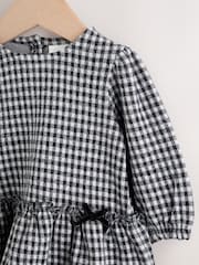 Black/Grey Gingham Baby Long Sleeve Tiered Dress with Tights (0mths-2yrs) - Image 3 of 11