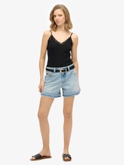 Superdry Black Essential Lace Trim Cami 100% Cotton Camisole - Image 3 of 6