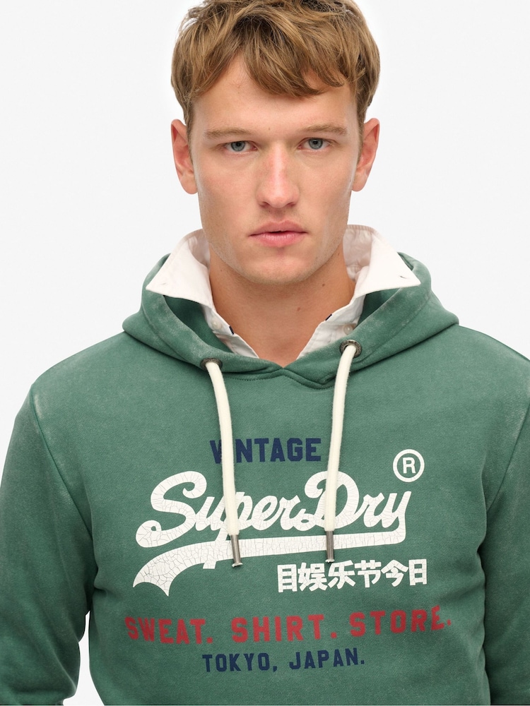 Superdry Green Vintage Logo Cali Relaxed Hoodie - Image 4 of 6