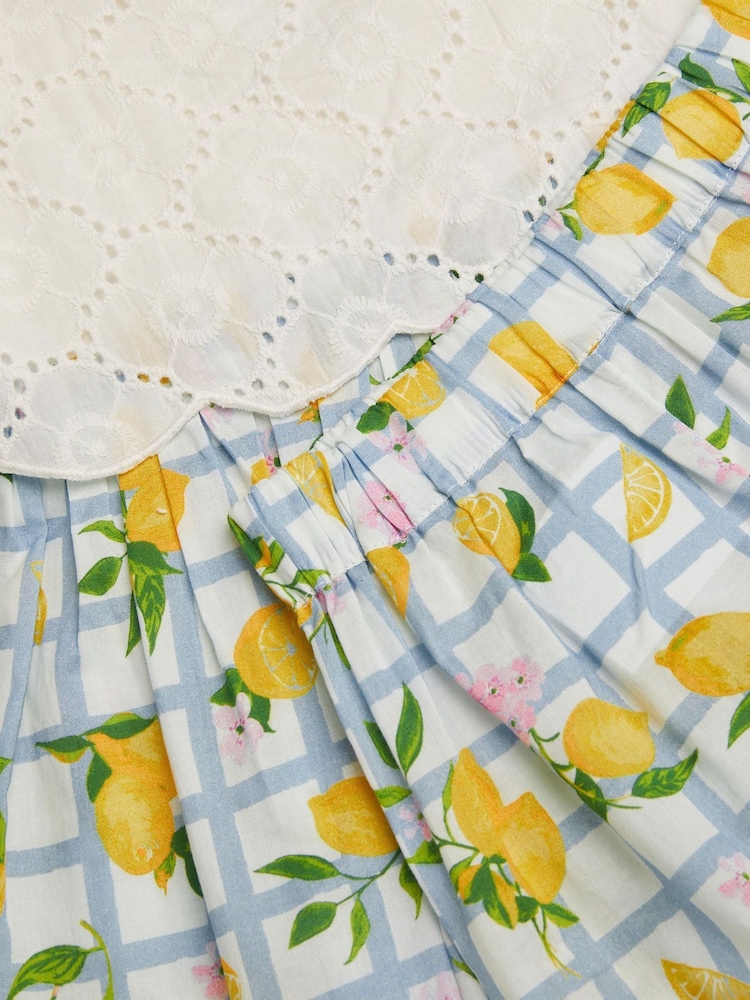 Monsoon Blue Baby Broderie Top and Lemon Print Shorts Set - Image 4 of 4