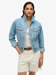 Superdry Embellished Denim 100% Cotton Jacket - Image 1 of 6