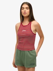 Superdry Red Essential Logo Striped Racer Vest Top - Image 1 of 5
