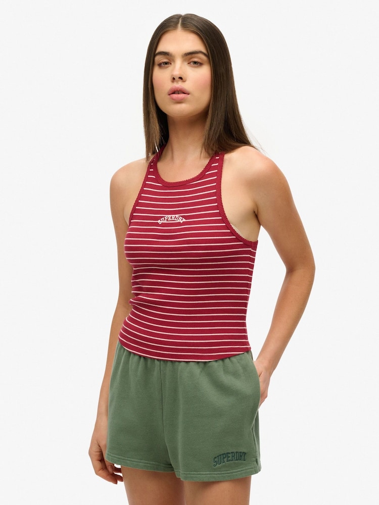 Superdry Red Essential Logo Striped Racer Vest Top - Image 1 of 5