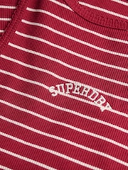 Superdry Red Essential Logo Striped Racer Vest Top - Image 5 of 5